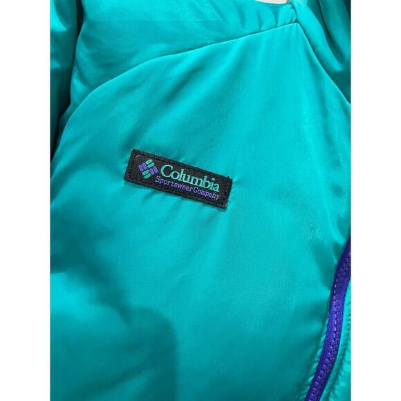 COLUMBIA BOMBER JACKET REVERSIBLE DISCO SZ S MEN PURPLE/TEAL Sz S RETRO NORMCORE - Picture 9 of 16